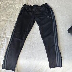 Adidas Gray Active Track Pants with Side Stripes